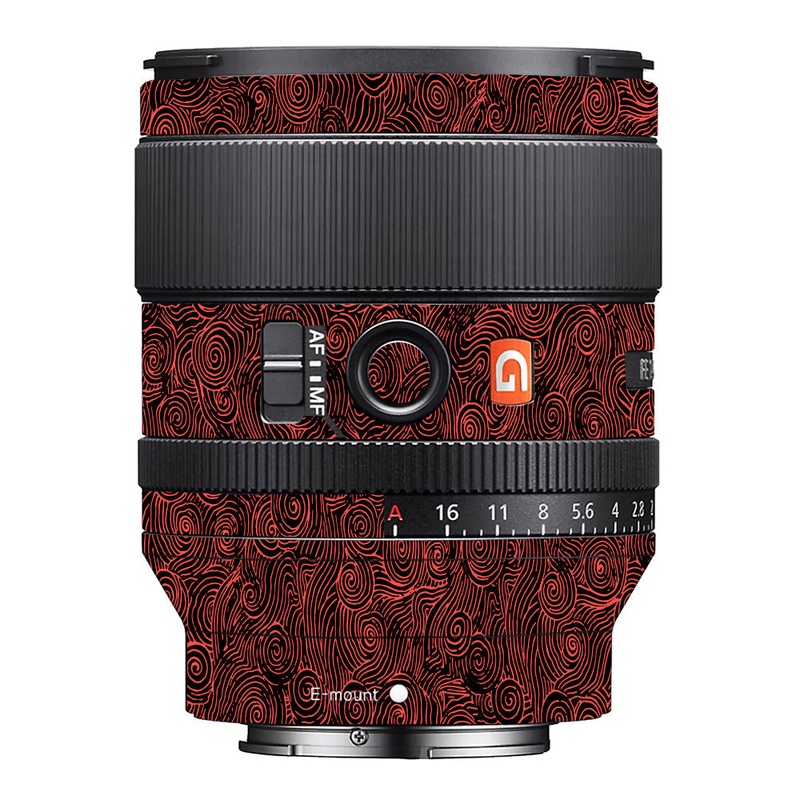 Red Spirals Sony 35mm 1.4 Camera Lens Skin