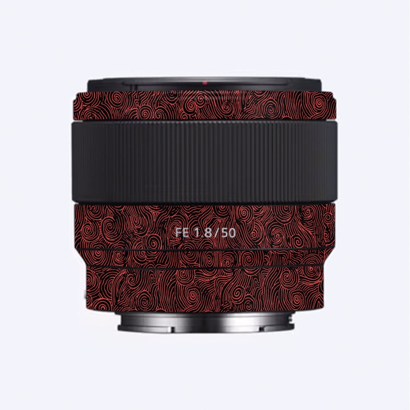 Red Spirals Sony 50mm 1.8 Camera Lens Skin