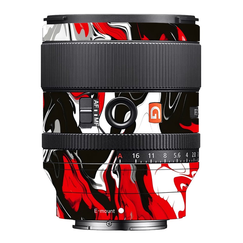 Scarlet and White Motion Sony 35mm 1.4 Camera Lens Skin