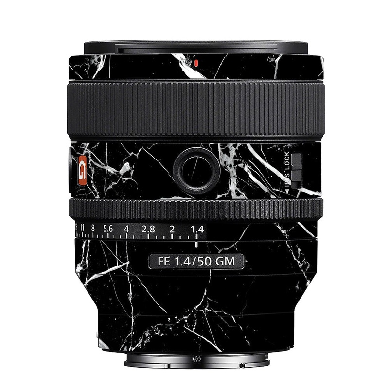 White Veins on Black Sony 50mm 1.4 Camera Lens Skin