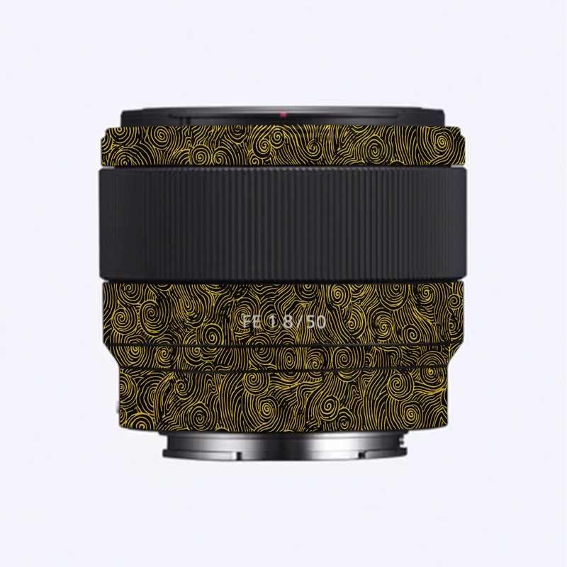Yellow Spirals Sony 50mm 1.8 Camera Lens Skin