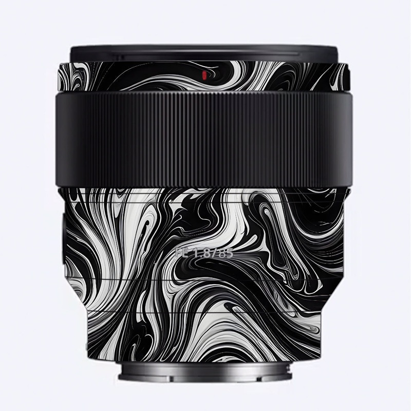 Black and White Marble Sony 85mm 1.8 Camera Lens Skin