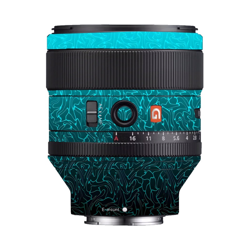 Cyan Blue to Black Gradient Sony 85mm 1.4 Camera Lens Skin