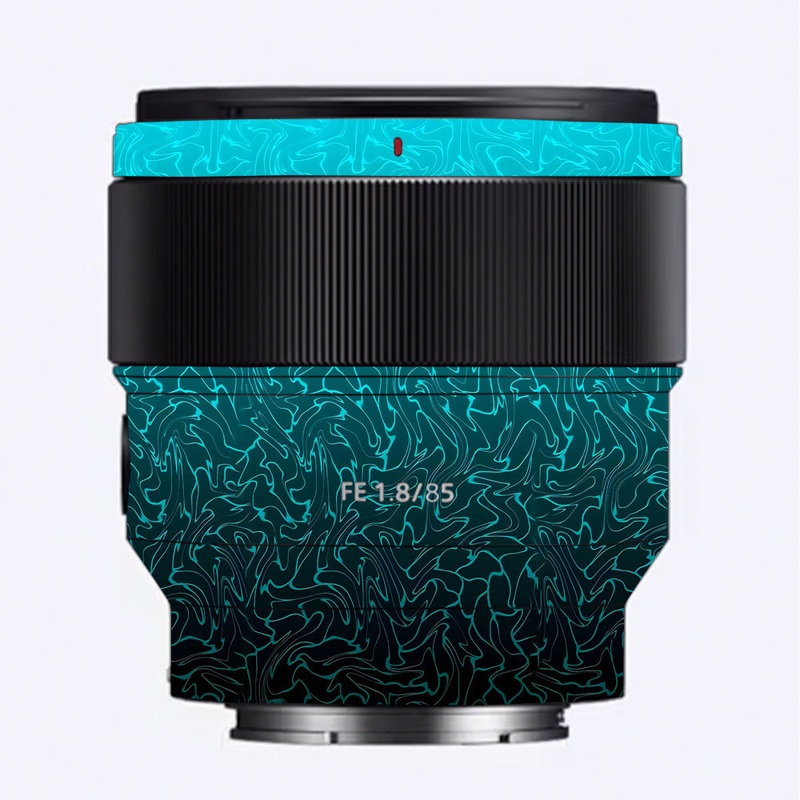 Cyan Blue to Black Gradient Sony 85mm 1.8 Camera Lens Skin