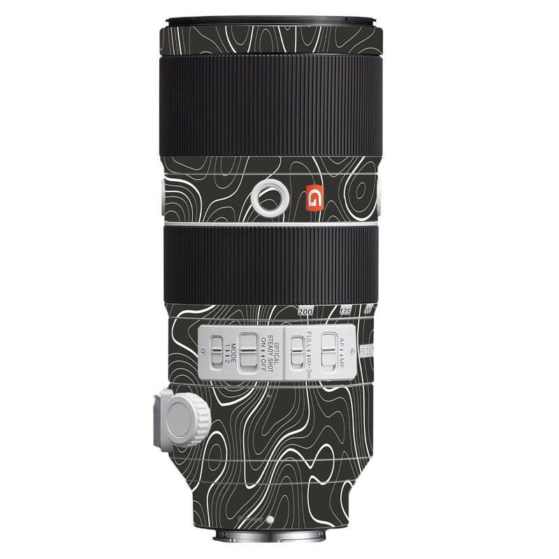 Grayscale Topographic Lines Sony 70-200mm Camera Lens Skin