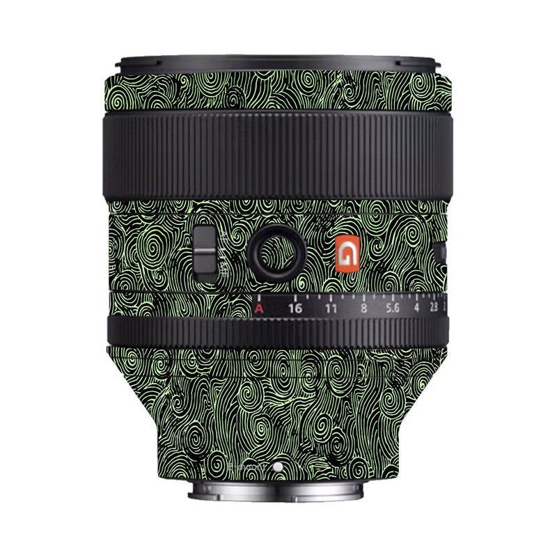 Green Spirals Sony 85mm 1.4 Camera Lens Skin