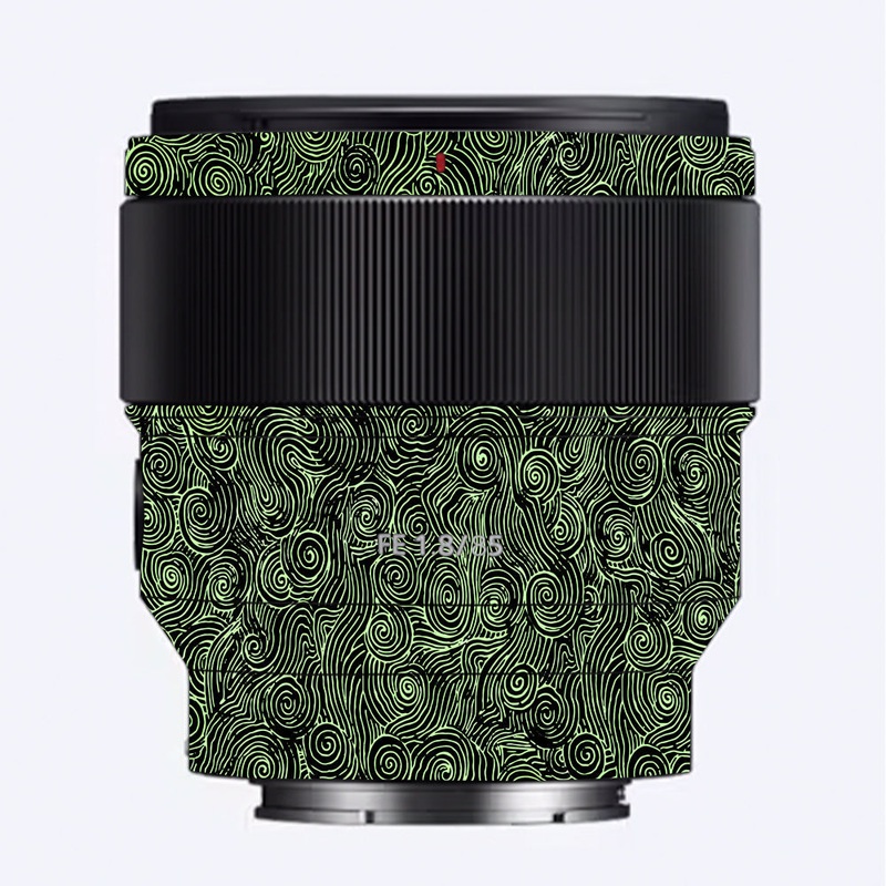Green Spirals Sony 85mm 1.8 Camera Lens Skin