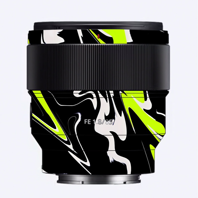 Neon Green and Black Pattern Sony 85mm 1.8 Camera Lens Skin