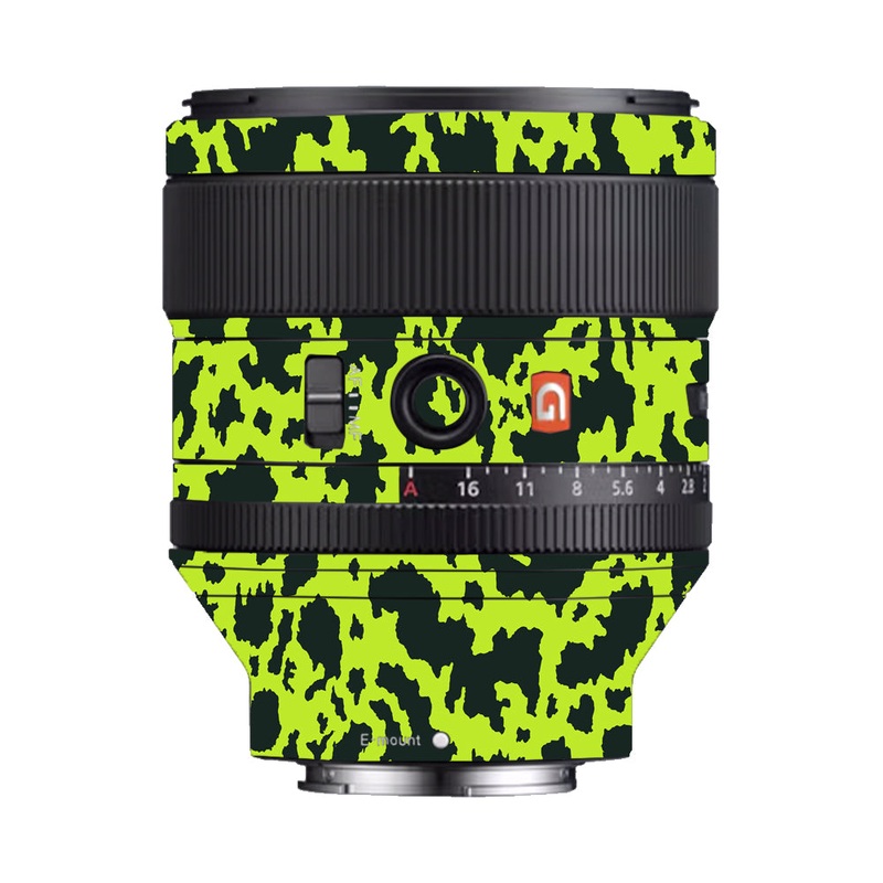 Neon Green Splatter Sony 85mm 1.4 Camera Lens Skin
