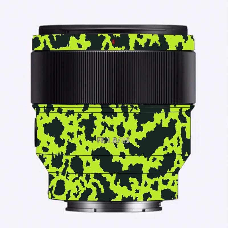 Neon Green Splatter Sony 85mm 1.8 Camera Lens Skin