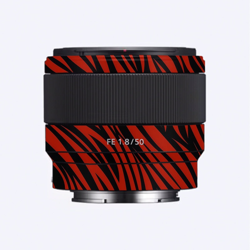 Red and Black Stripes Sony 50mm 1.8 Camera Lens Skin