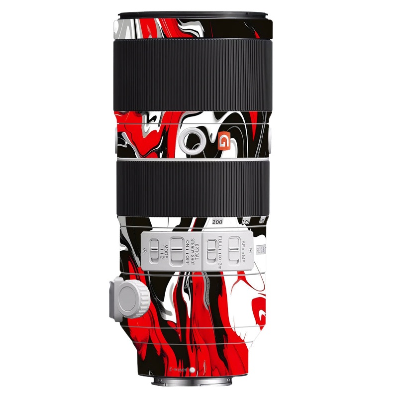 Scarlet and White Motion Sony 70-200mm Camera Lens Skin