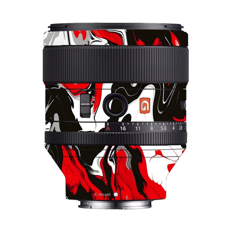 Scarlet and White Motion Sony 85mm 1.4 Camera Lens Skin