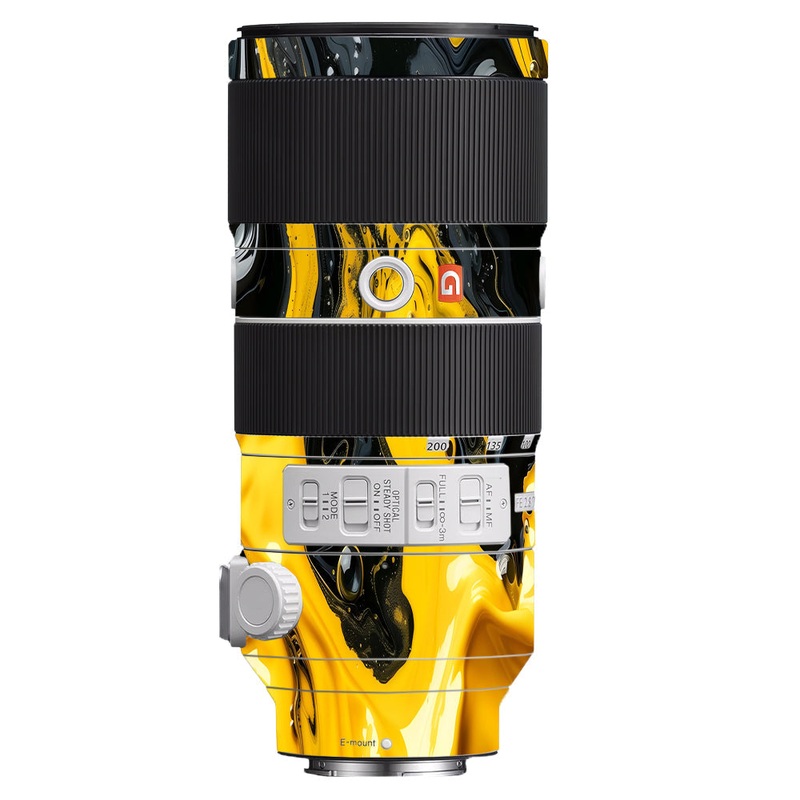 Yellow and Black Paint Swirls Sony 70-200mm Camera Lens Skin