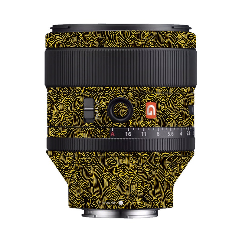 Yellow Spirals Sony 85mm 1.4 Camera Lens Skin