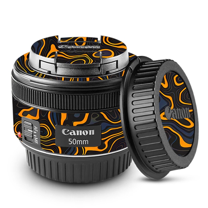 Amber Topographic Waves Canon 50mm Camera Lens Skin