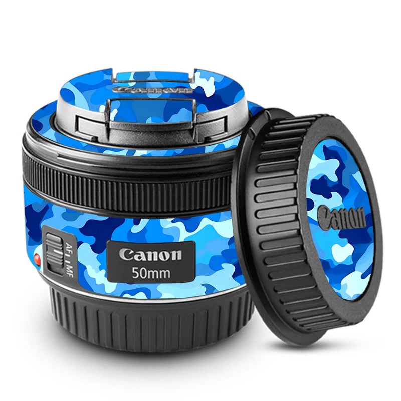 Arctic Blue Camo Pattern Canon 50mm Camera Lens Skin