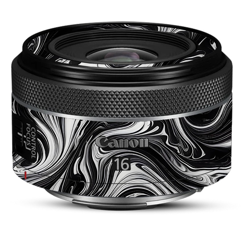 Black and White Marble Canon 16mm Camera Lens Skin