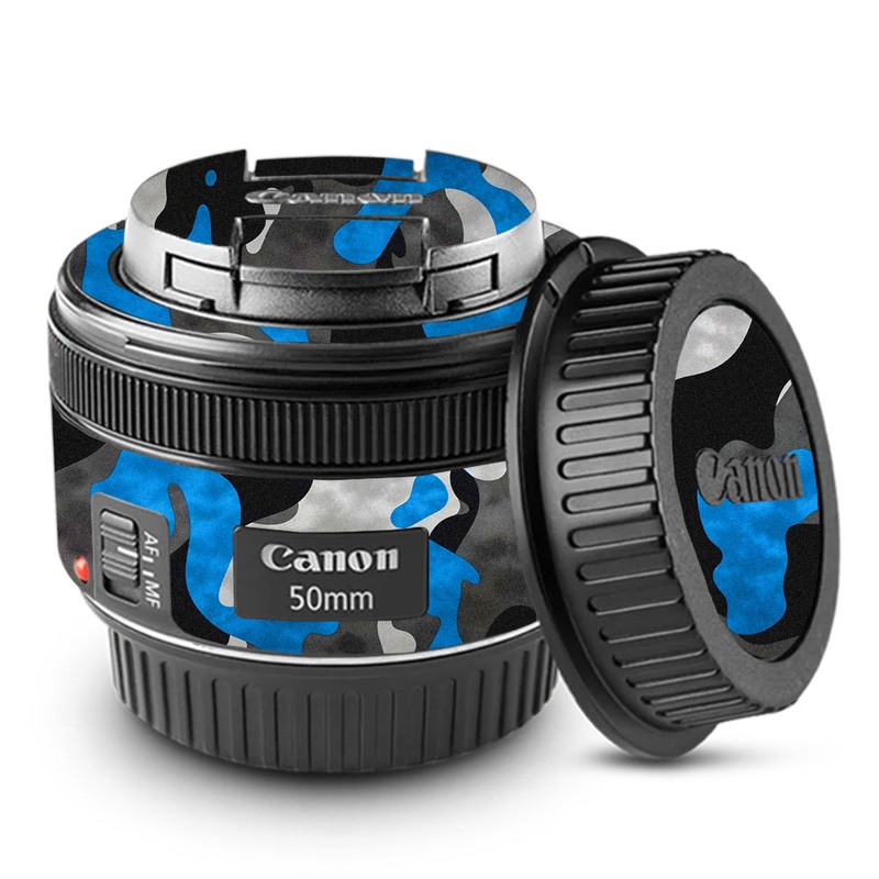 Blue Grey Camo Canon 50mm Camera Lens Skin