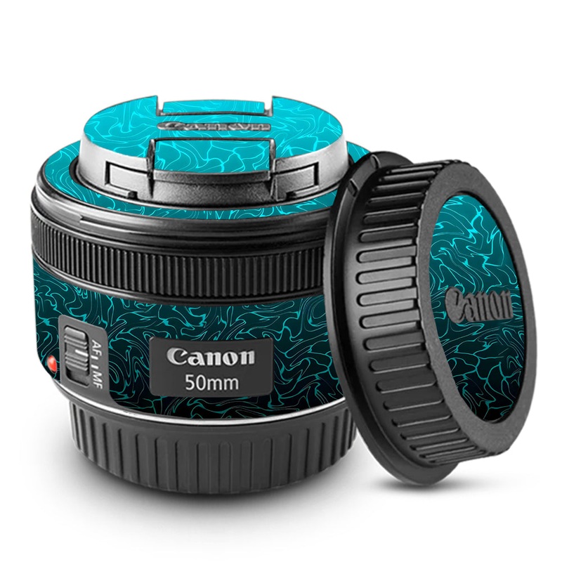 Cyan Blue to Black Gradient Canon 50mm Camera Lens Skin