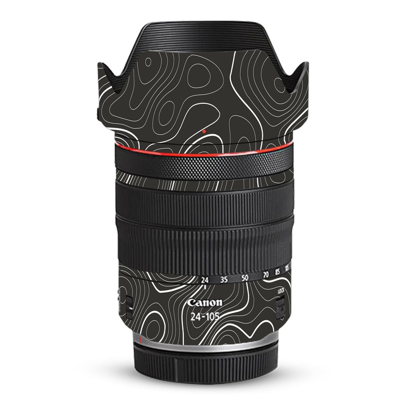 Grayscale Topographic Lines Canon 24-105mm Camera Lens Skin