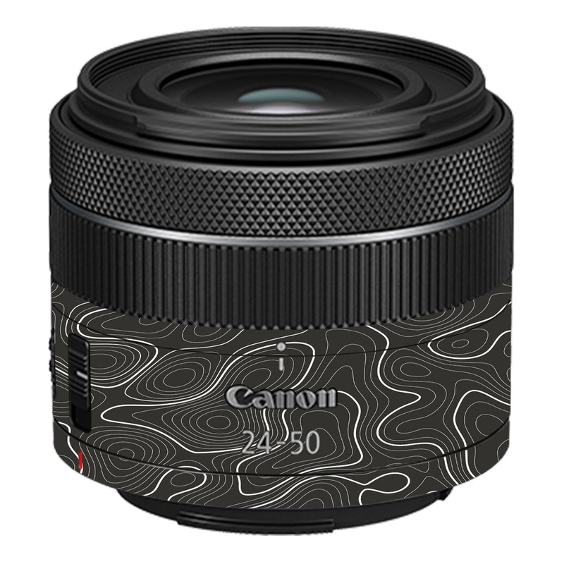 Grayscale Topographic Lines Canon 24-50mm Camera Lens Skin