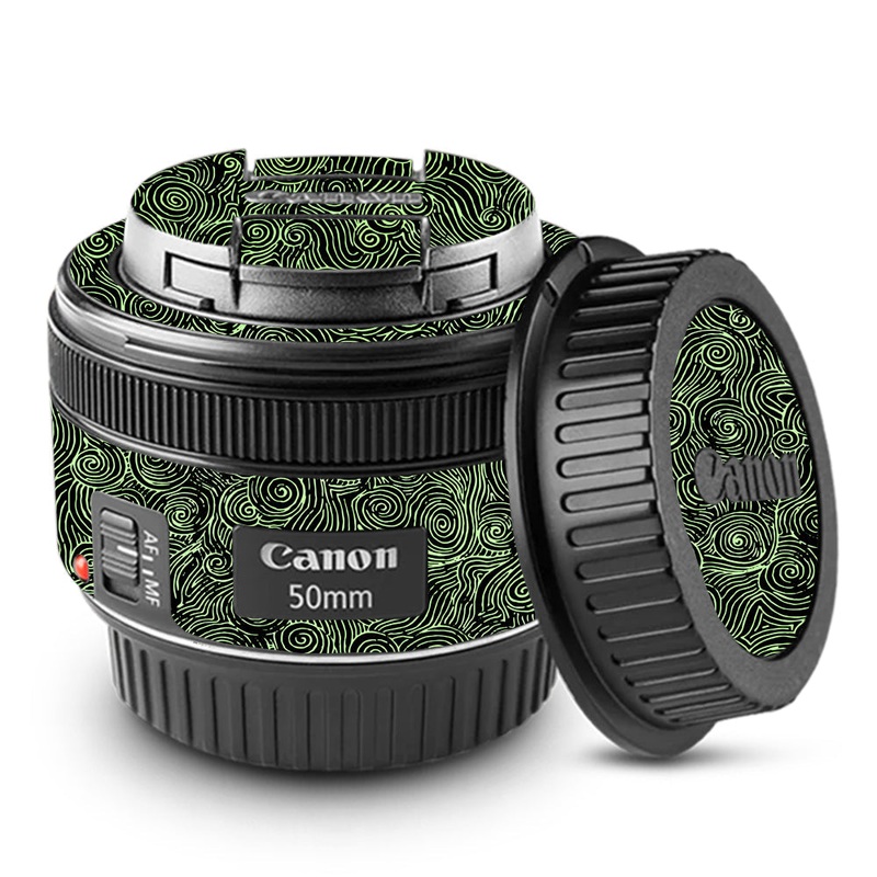 Green Spirals Canon 50mm Camera Lens Skin