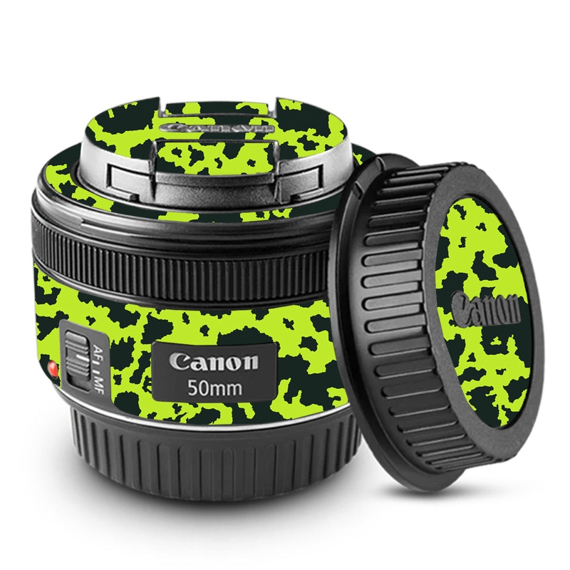 Neon Green Splatter Canon 50mm Camera Lens Skin