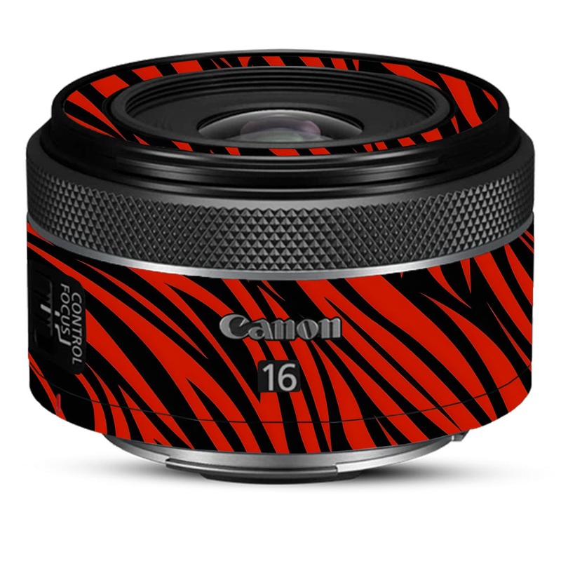 Red and Black Stripes Canon 16mm Camera Lens Skin