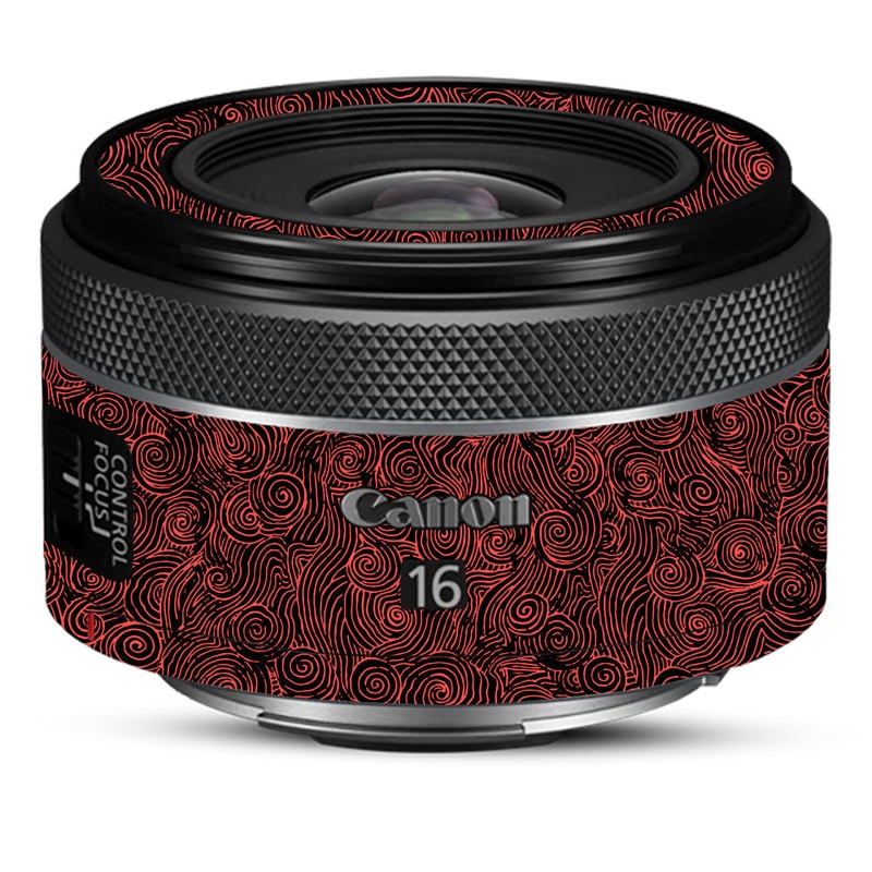 Red Spirals Canon 16mm Camera Lens Skin