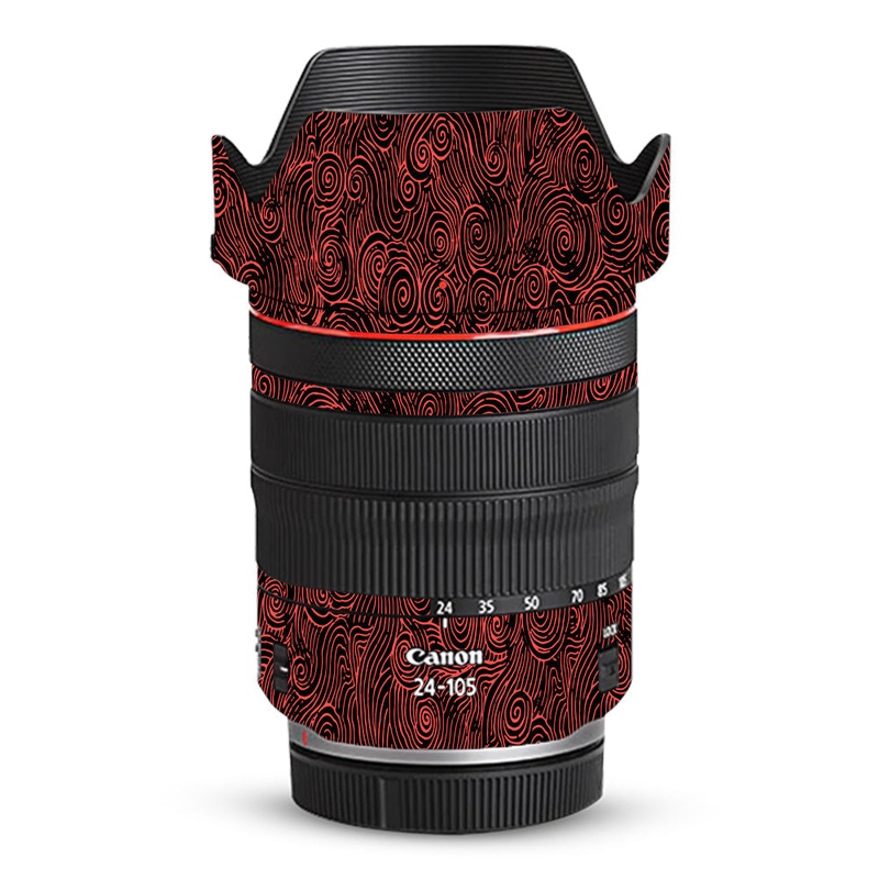 Red Spirals Canon 24-105mm Camera Lens Skin