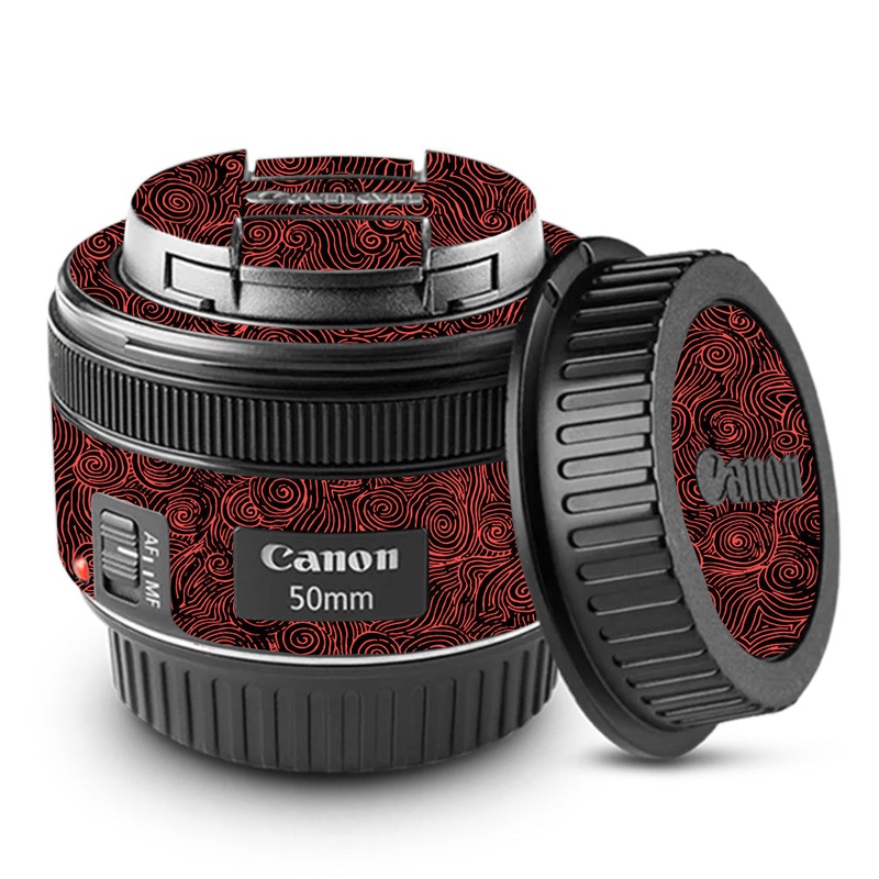 Red Spirals Canon 50mm Camera Lens Skin