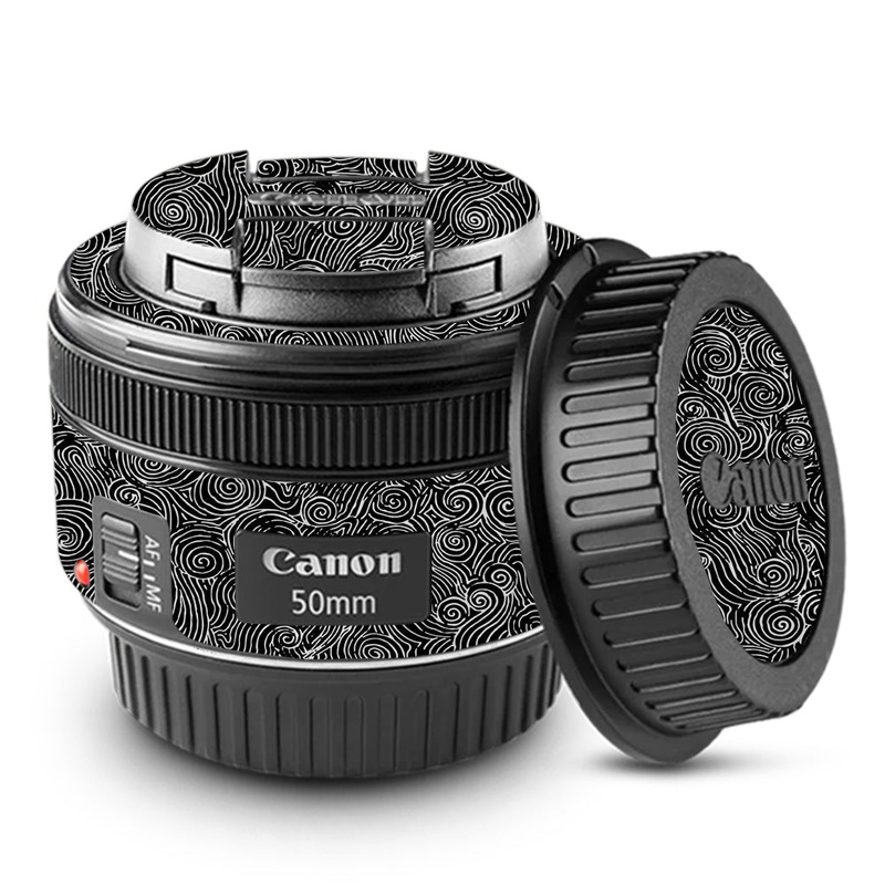 White Spirals Canon 50mm Camera Lens Skin