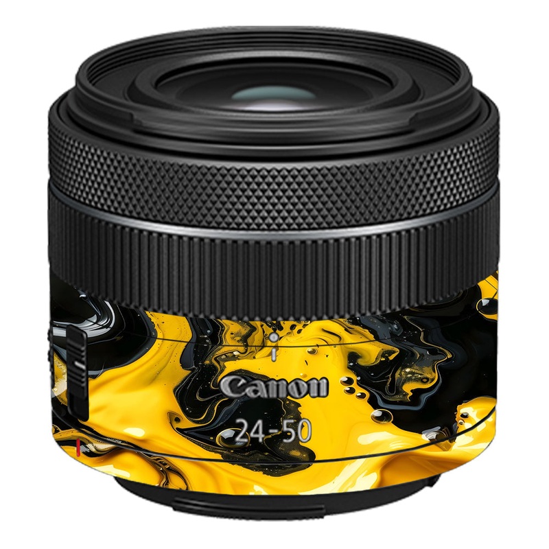Yellow and Black Paint Swirls Canon 24-50mm Camera Lens Skin