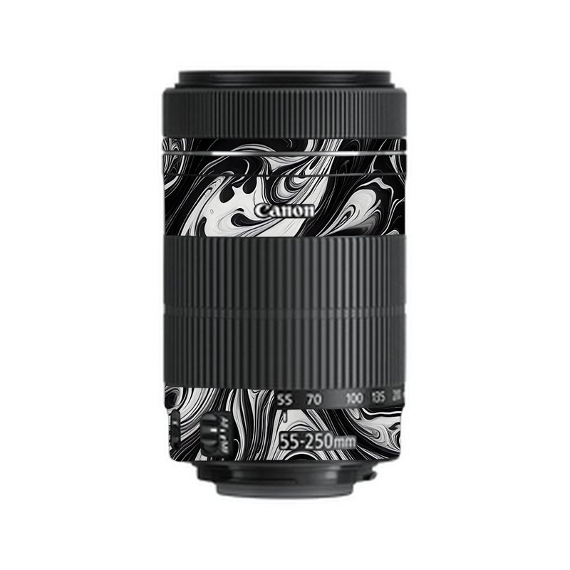 Black and White Marble Canon 55-250mm Camera Lens Skin