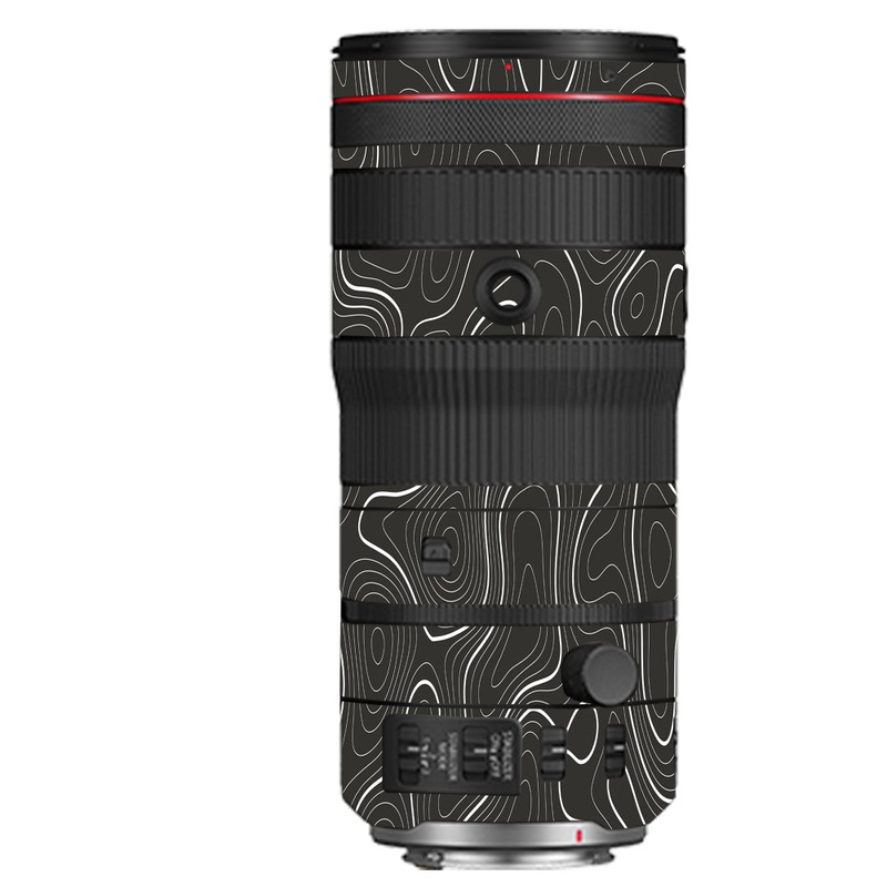 Grayscale Topographic Lines Canon 70-200mm Camera Lens Skin
