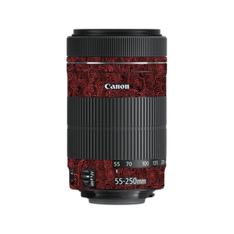 Red Spirals Canon 55-250mm Camera Lens Skin