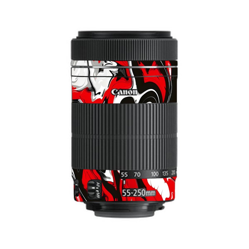 Scarlet and White Motion Canon 55-250mm Camera Lens Skin