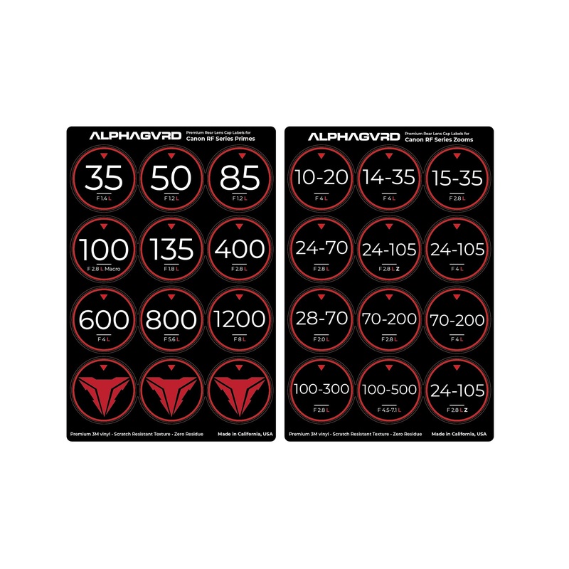 Rear Lens Cap Labels for Canon RF L Series set